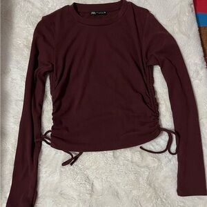 Zara Women's Maroon Long Sleeve Top